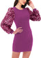 Anna-Kaci Women's Confetti Sequin Balloon Long Sleeve Round Neck Pullover Dress