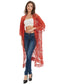 Half Sleeve Tie Front Embroidered Lace Kimono Cardigan Coverup