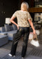 Sequin Short Sleeve Sparkly Shirt Round Neck Blouse