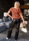 Sequin Short Sleeve Sparkly Shirt Round Neck Blouse