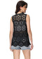 Anna-Kaci Womens Floral Crochet Cardigan Lace Trim Sleeveless Open Front Vest