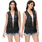 Anna-Kaci Womens Floral Crochet Cardigan Lace Trim Sleeveless Open Front Vest