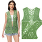 Anna-Kaci Womens Floral Crochet Cardigan Lace Trim Sleeveless Open Front Vest