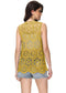 Anna-Kaci Womens Floral Crochet Cardigan Lace Trim Sleeveless Open Front Vest