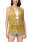 Anna-Kaci Womens Floral Crochet Cardigan Lace Trim Sleeveless Open Front Vest