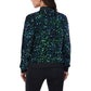 Sequin Bomber Jacket Zip Front Ribbed Cuffs and Hem Pockets