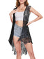 Anna-Kaci Boho Crochet Long Vest Top for Women Sleeveless Lace Cardigan Kimono Swimwear Cover Ups