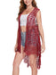 Anna-Kaci Boho Crochet Long Vest Top for Women Sleeveless Lace Cardigan Kimono Swimwear Cover Ups