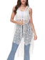 Anna-Kaci Boho Crochet Long Vest Top for Women Sleeveless Lace Cardigan Kimono Swimwear Cover Ups