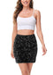 Women's Sparkly Sequin Skirt Mid Waist Glitter Party Club Velvet Skirts