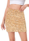 Women's Sparkly Sequin Skirt Mid Waist Glitter Party Club Velvet Skirts