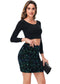 Women's Sparkly Sequin Skirt Mid Waist Glitter Party Club Velvet Skirts