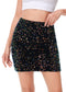 Women's Sparkly Sequin Skirt Mid Waist Glitter Party Club Velvet Skirts