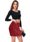 Women's Sparkly Sequin Skirt Mid Waist Glitter Party Club Velvet Skirts