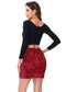 Women's Sparkly Sequin Skirt Mid Waist Glitter Party Club Velvet Skirts