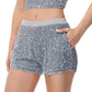 Anna-Kaci Women's Sparkly Sequin Shorts Elastic Waist Glitter Straight Leg Party Shorts with Pockets