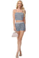 Anna-Kaci Women's Sparkly Sequin Shorts Elastic Waist Glitter Straight Leg Party Shorts with Pockets