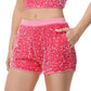 Anna-Kaci Women's Sparkly Sequin Shorts Elastic Waist Glitter Straight Leg Party Shorts with Pockets