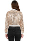 Women's Sparkly Sequin Cropped Jacket Long Sleeve Zipper Up Party Club Bomber Jacket