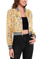 Women's Sparkly Sequin Cropped Jacket Long Sleeve Zipper Up Party Club Bomber Jacket