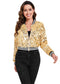 Women's Sparkly Sequin Cropped Jacket Long Sleeve Zipper Up Party Club Bomber Jacket