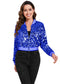 Women's Sparkly Sequin Cropped Jacket Long Sleeve Zipper Up Party Club Bomber Jacket