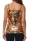 Anna-Kaci Womens Sequin Cami Tops Sleeveless Spaghetti Strap Shimmer Glitter Party Tank Top