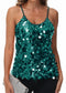 Anna-Kaci Womens Sequin Cami Tops Sleeveless Spaghetti Strap Shimmer Glitter Party Tank Top