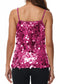 Anna-Kaci Womens Sequin Cami Tops Sleeveless Spaghetti Strap Shimmer Glitter Party Tank Top