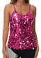 Anna-Kaci Womens Sequin Cami Tops Sleeveless Spaghetti Strap Shimmer Glitter Party Tank Top