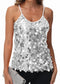 Anna-Kaci Womens Sequin Cami Tops Sleeveless Spaghetti Strap Shimmer Glitter Party Tank Top