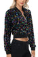 Anna-Kaci Women's Sparkly Sequin Jacket Cropped Two-Way-Zipper Glitter Party Club Bomber Jacket