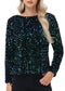 Anna-Kaci Women's Sequin Tops Sparkly Long Sleeve Glitter Evening Party Concert Shirt Blouse