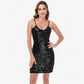 Women's Sequin Bodycon Dress with Spaghetti Straps and Side Slit