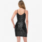 Women's Sequin Bodycon Dress with Spaghetti Straps and Side Slit