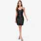 Women's Sequin Bodycon Dress with Spaghetti Straps and Side Slit