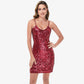 Women's Sequin Bodycon Dress with Spaghetti Straps and Side Slit