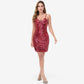 Women's Sequin Bodycon Dress with Spaghetti Straps and Side Slit