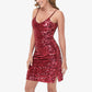 Women's Sequin Bodycon Dress with Spaghetti Straps and Side Slit