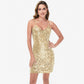 Women's Sequin Bodycon Dress with Spaghetti Straps and Side Slit