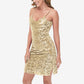 Women's Sequin Bodycon Dress with Spaghetti Straps and Side Slit