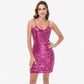 Women's Sequin Bodycon Dress with Spaghetti Straps and Side Slit