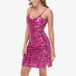 Women's Sequin Bodycon Dress with Spaghetti Straps and Side Slit