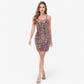 Women's Sequin Bodycon Dress with Spaghetti Straps and Side Slit