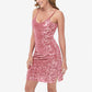 Women's Sequin Bodycon Dress with Spaghetti Straps and Side Slit