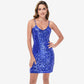Women's Sequin Bodycon Dress with Spaghetti Straps and Side Slit