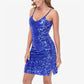 Women's Sequin Bodycon Dress with Spaghetti Straps and Side Slit