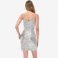 Women's Sequin Bodycon Dress with Spaghetti Straps and Side Slit
