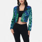 Sequin Cropped Blazer Long Sleeve Sparkly Open Front Jacket