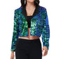 Sequin Cropped Blazer Long Sleeve Sparkly Open Front Jacket